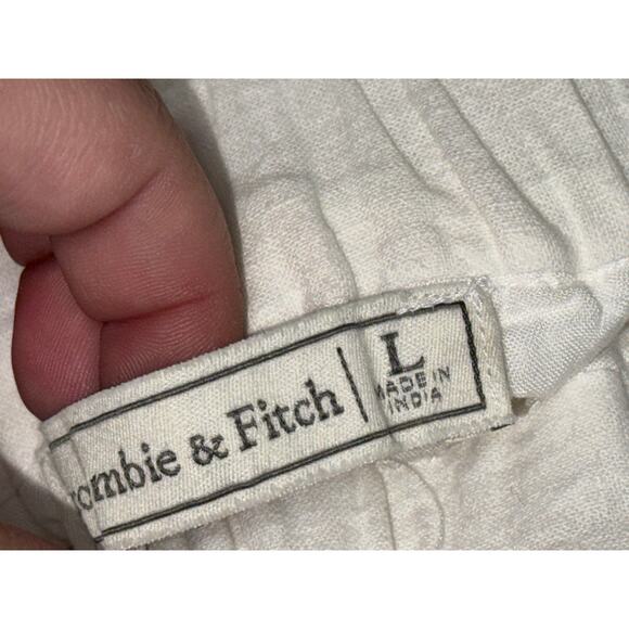 Abercrombie & Fitch White Linen Pull On Casual Bermuda Cargo Shorts Women Size L - Picture 4 of 7